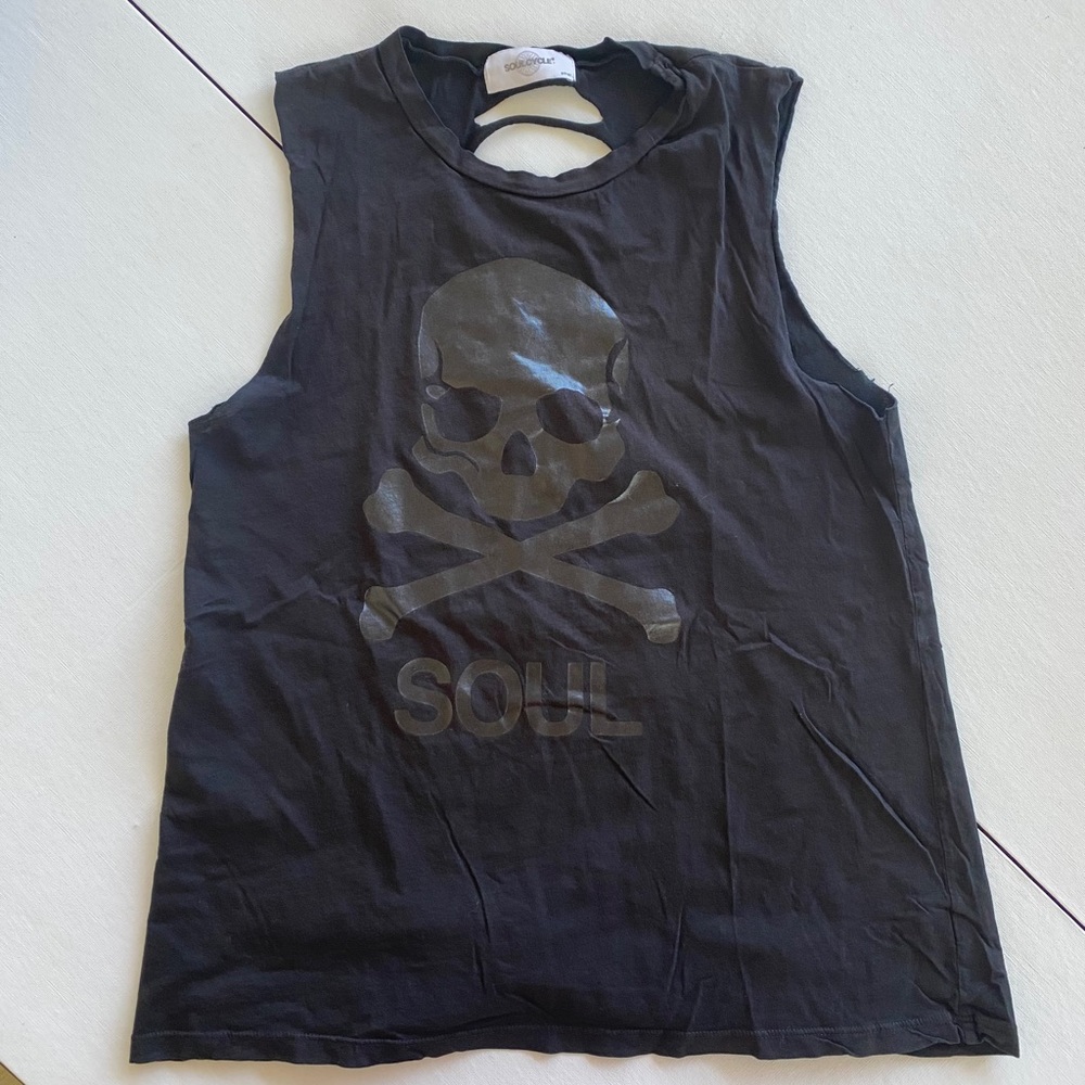 soulcycle Black Skull Graphic Cutout Tank